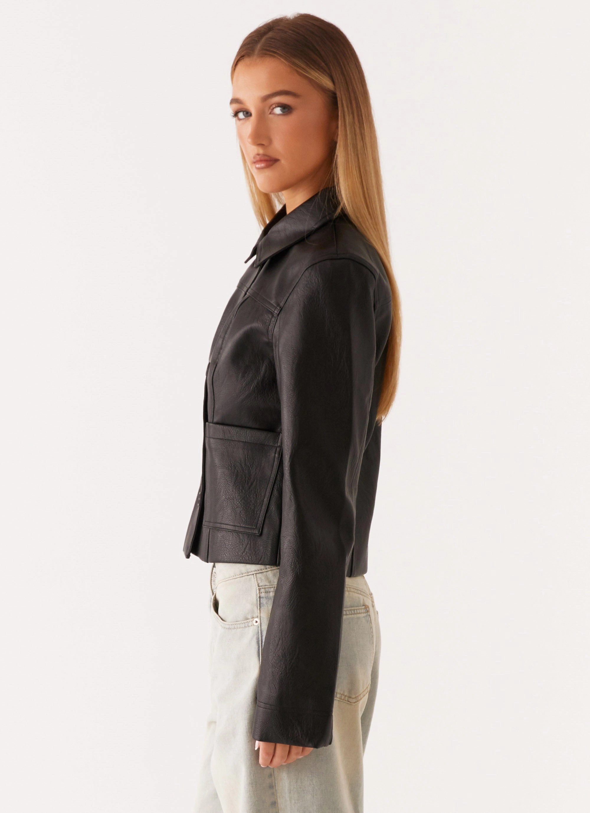 Verona Faux Leather Jacket - Black StretchFit Fabric Technology