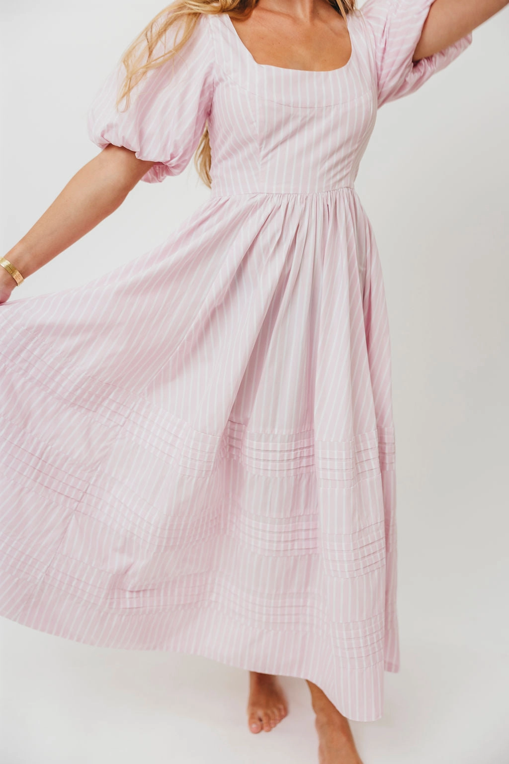 Modern and Stylish Travel-Pack Abby 100% Cotton Midi Dress in Pink *Final-Sale*