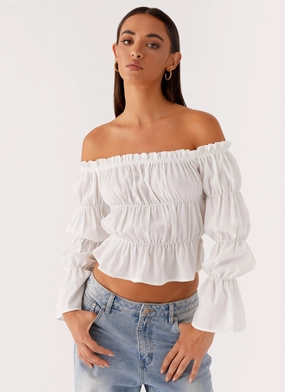 Imara Ruched Long Sleeve Top - Ivory well - crafted Customizable