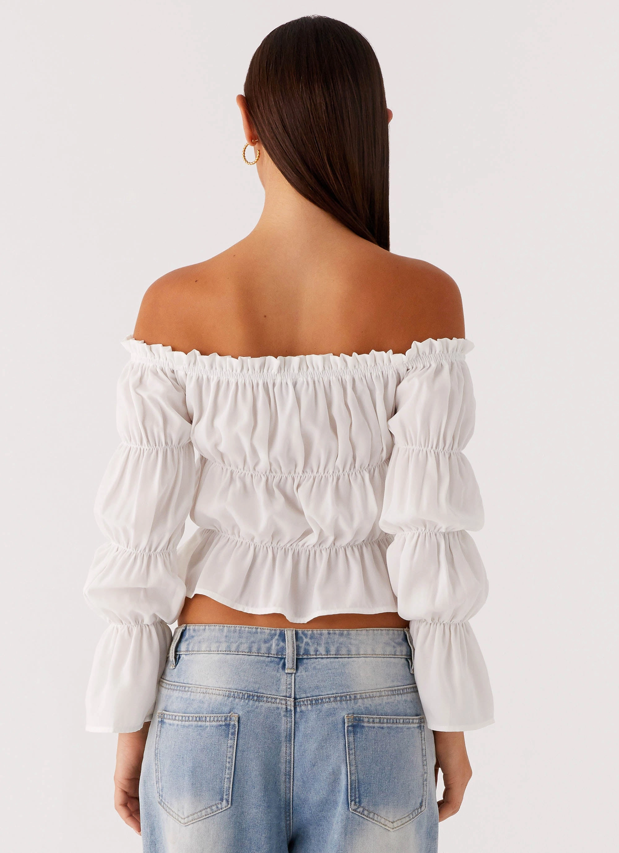 Imara Ruched Long Sleeve Top - Ivory Custom made