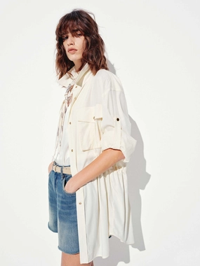 UV Protective DoubleLayeredCuffs Elastic Waist Cargo Jacket