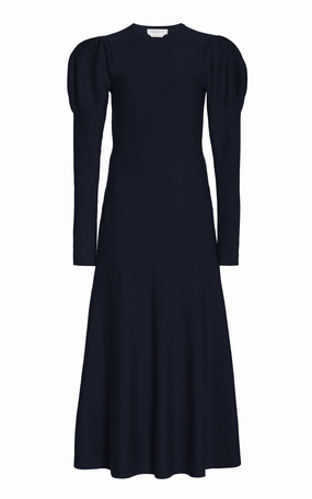 Hannah Knit Maxi Dress in Dark Navy Merino Wool Cashmere Neutral Fit Urban Look