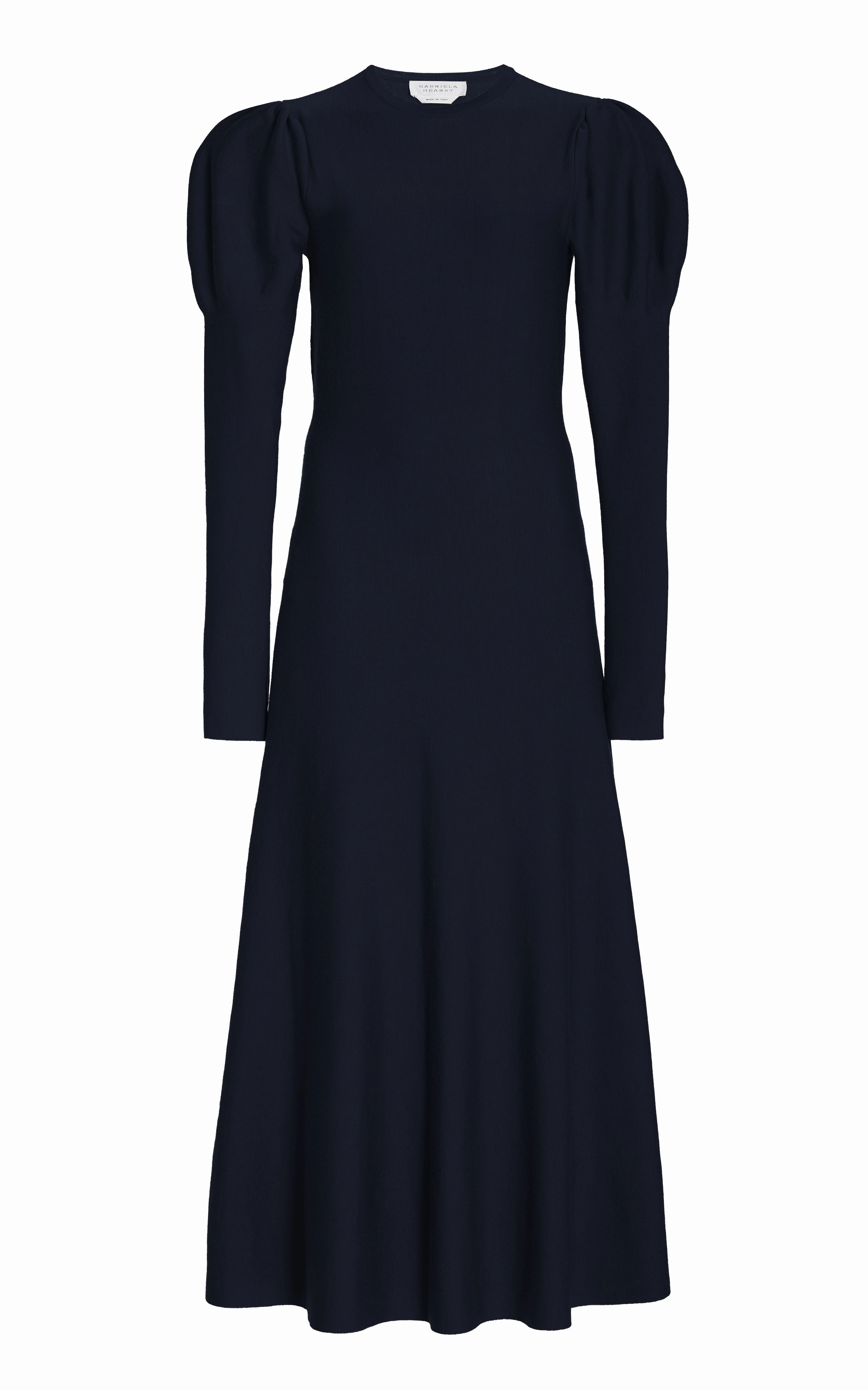 Anti Pilling Dimensional Stability Hannah Knit Maxi Dress in Dark Navy Merino Wool Cashmere