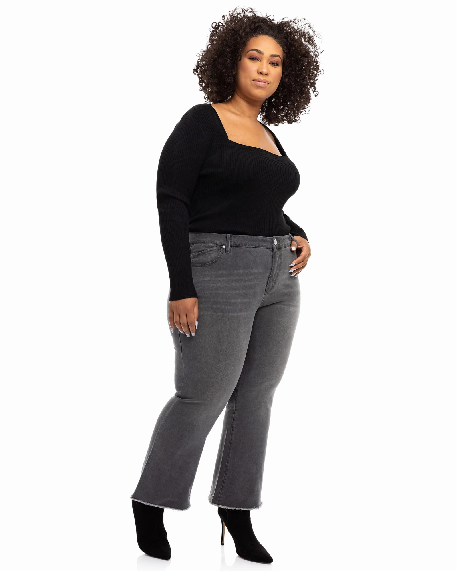 Trish High Rise Demi Bootcut Jean | Isla Modern Textured