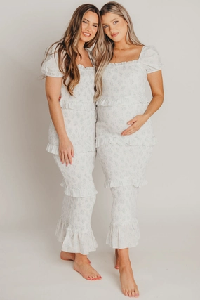 Ada Smocked Dress in Blue Floral- Bump Friendly & Inclusive Sizing (S-3XL) *Final-Sale* Comfortable texture