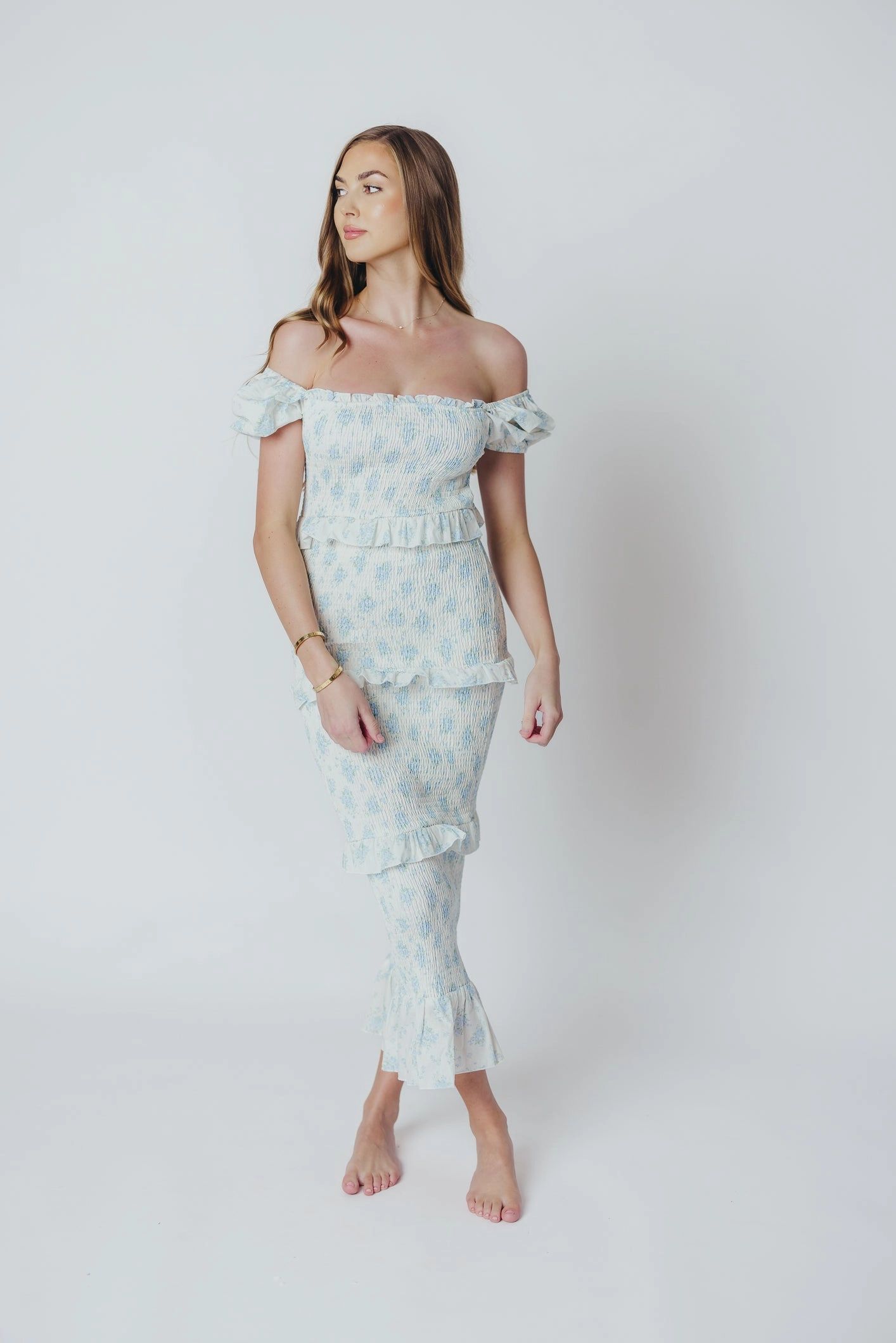 Ada Smocked Dress in Blue Floral- Bump Friendly & Inclusive Sizing (S-3XL) *Final-Sale* Fall Flow