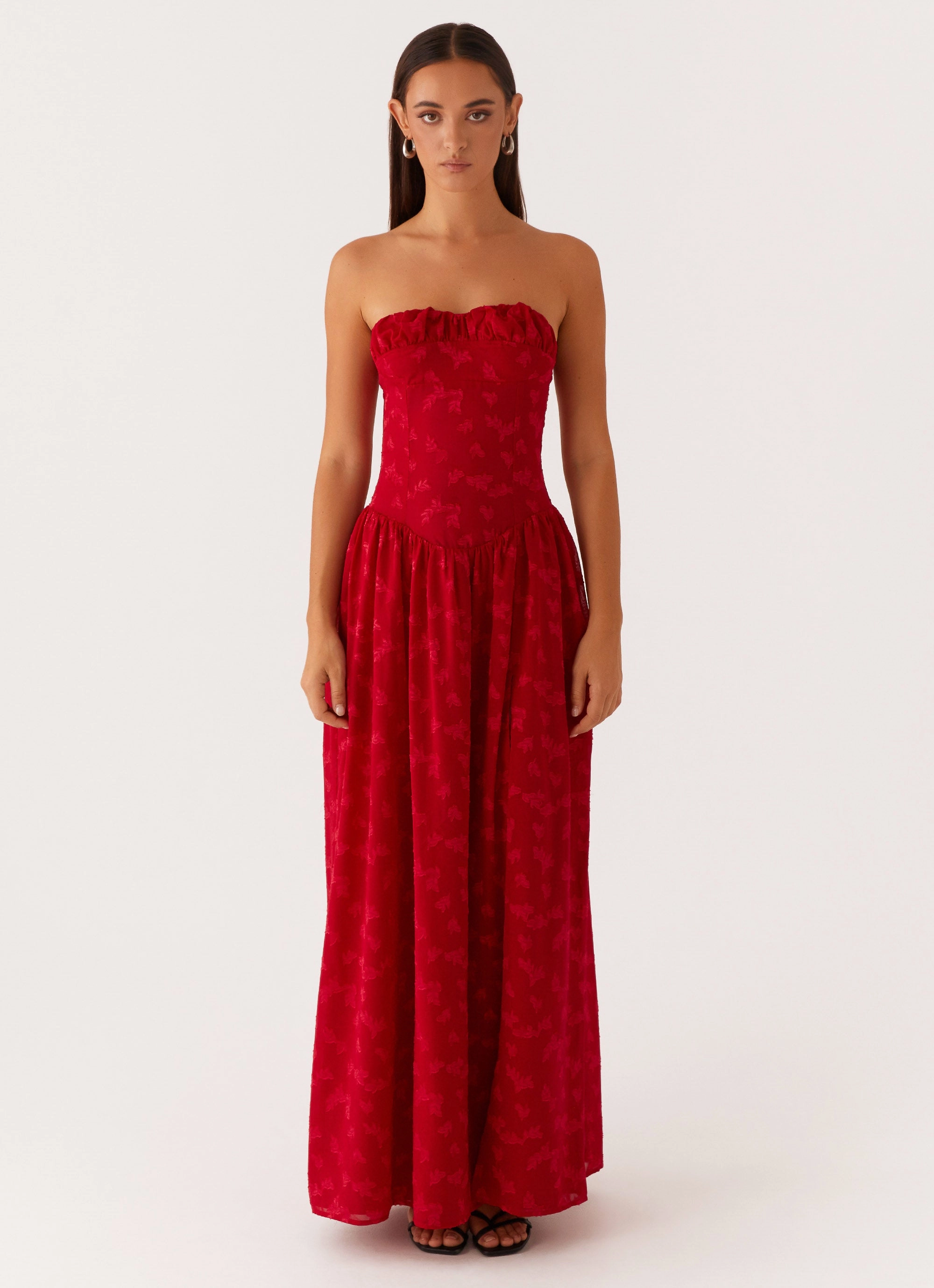 Bright Bloom Adira Maxi Dress - Red