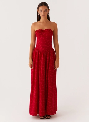 Bright Bloom Adira Maxi Dress - Red