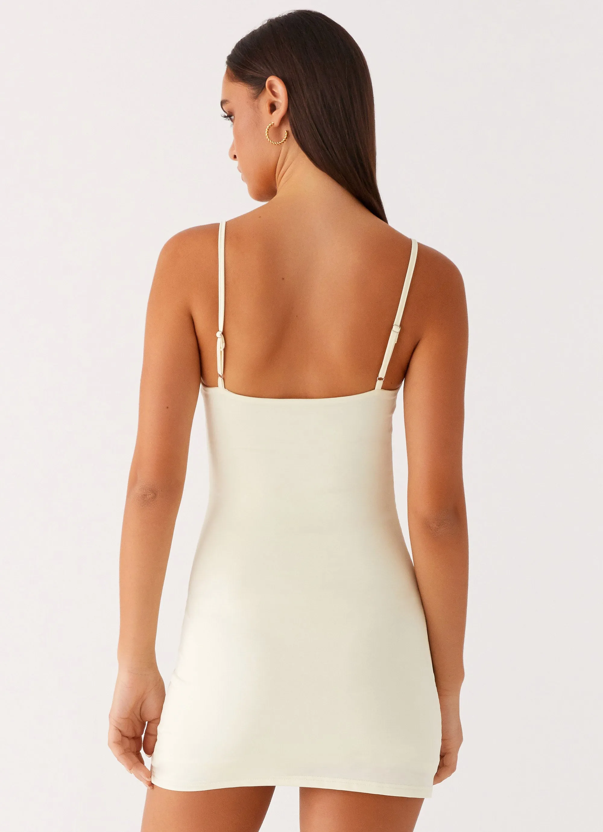 Feminine Fit Bright-colored piece Nolani Mini Dress - Pastel Yellow