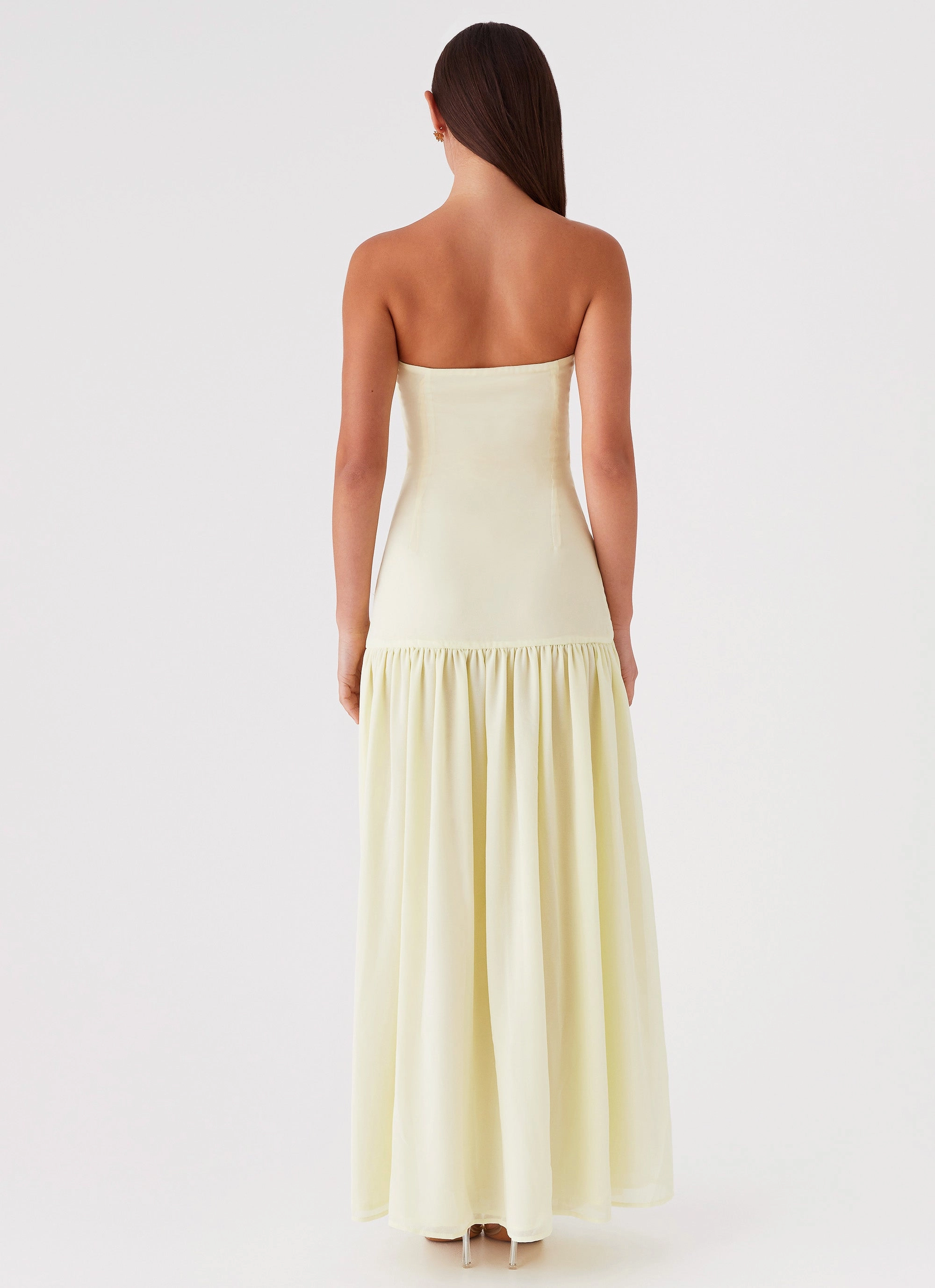 Embroidered-Sleeve Everyday-Use Eden Strapless Maxi Dress - Yellow