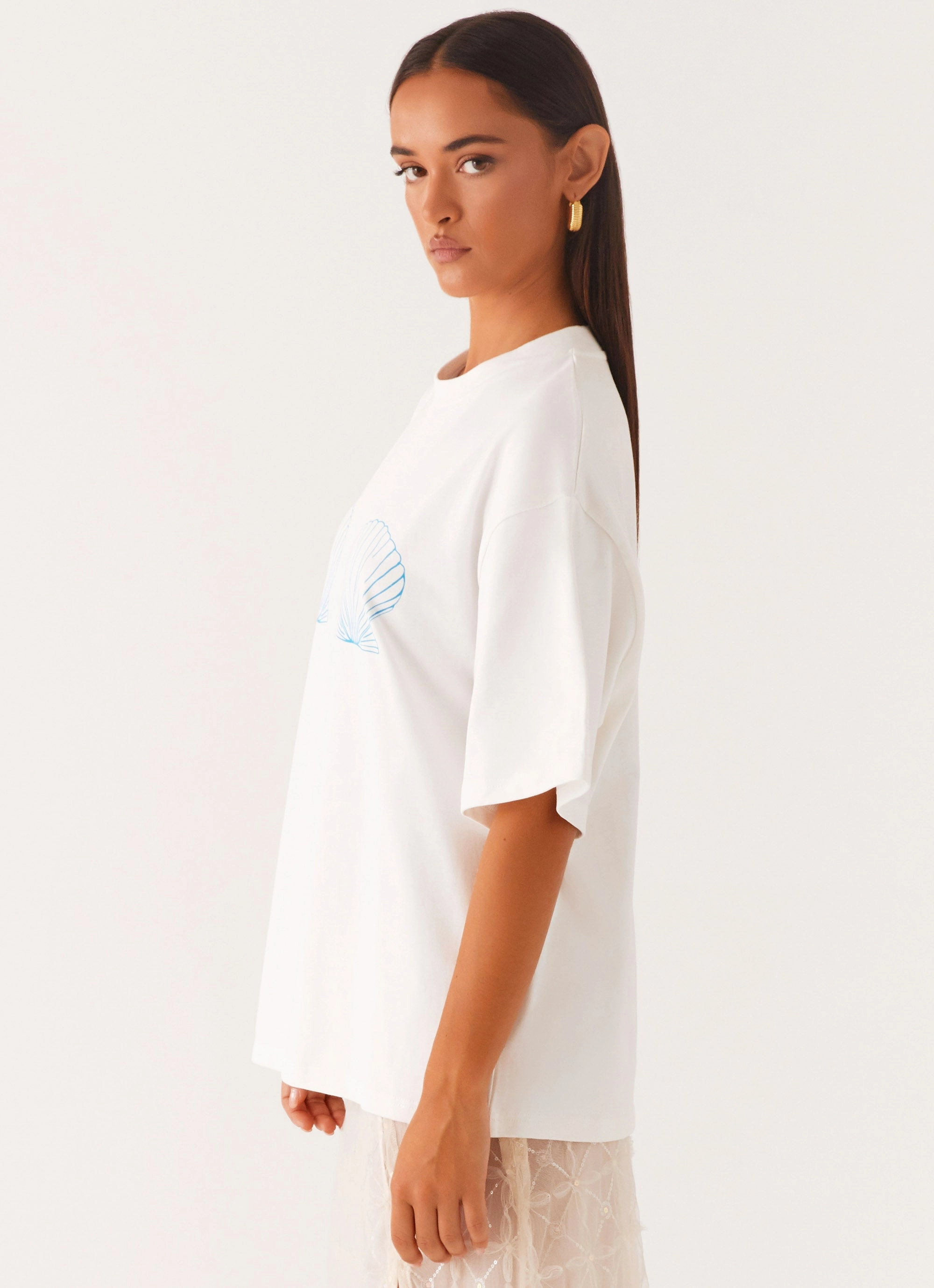Tear Resistant Material not enough Born To Have Fun Oversized Graphic Tee - Blue Shell