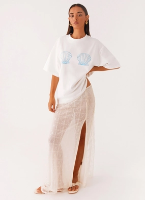 admired Born To Have Fun Oversized Graphic Tee - Blue Shell