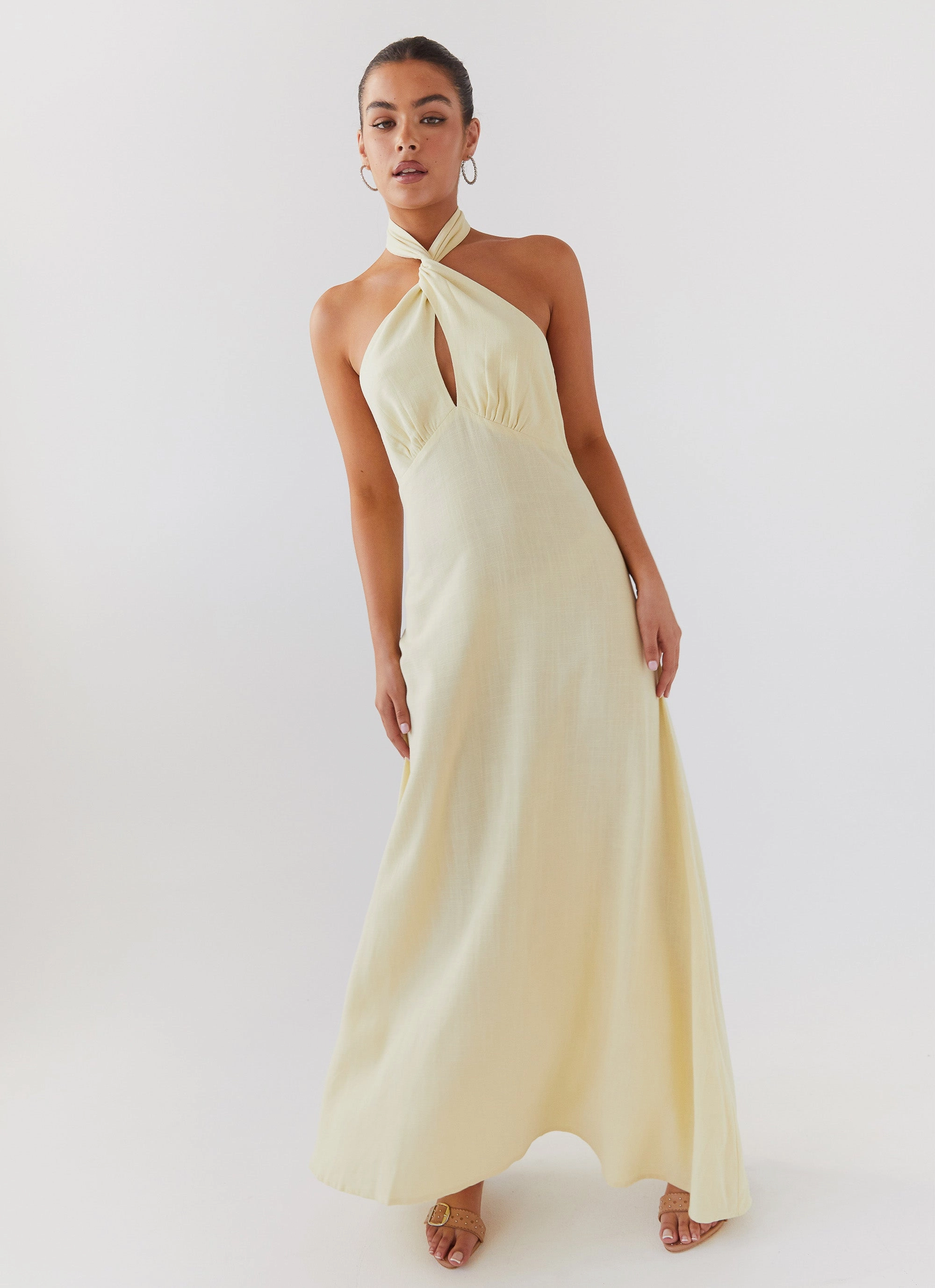 Perfect For Any Occasion Chic Comfort Adrienne Linen Maxi Dress - Lemon