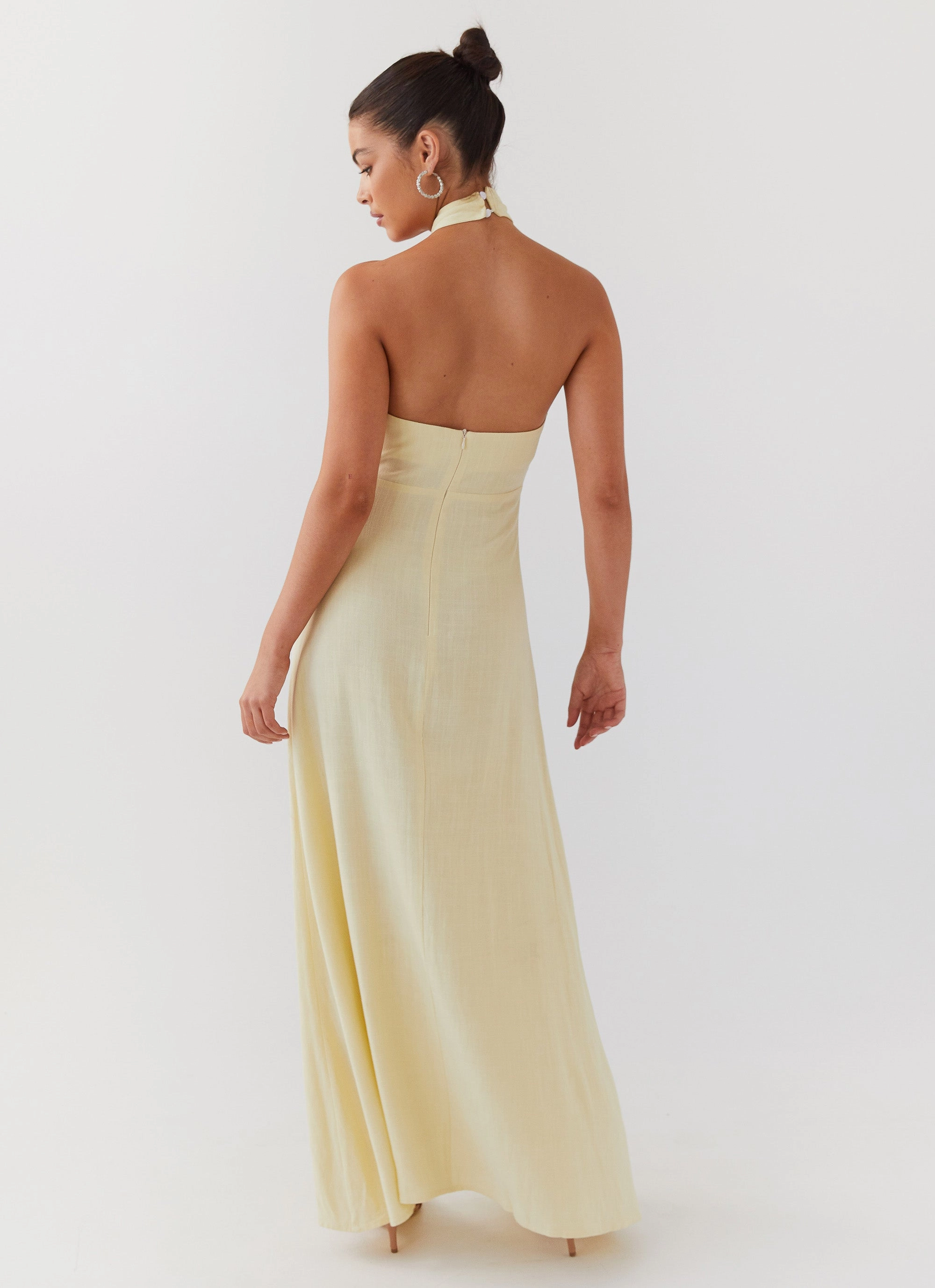 Adrienne Linen Maxi Dress - Lemon Influencer-Approved Stylish Waist Fit