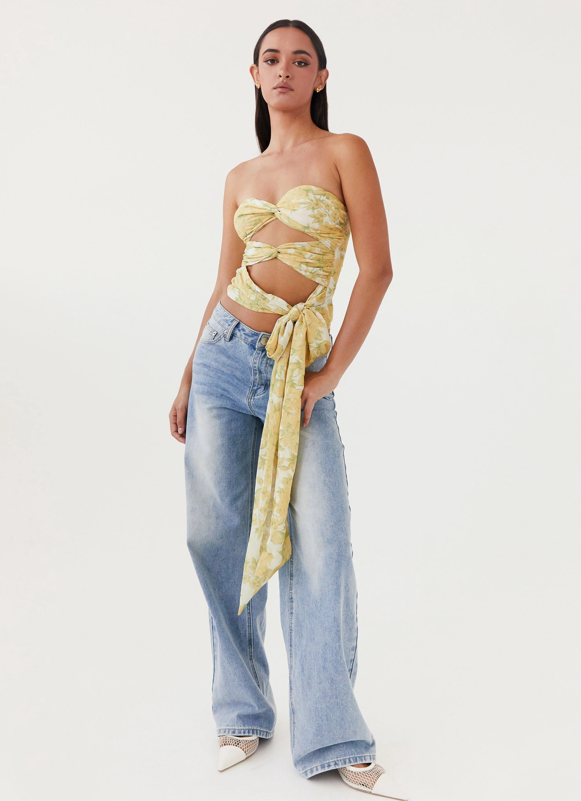 Sunlight Cascade Top - Daffodil arctic scene