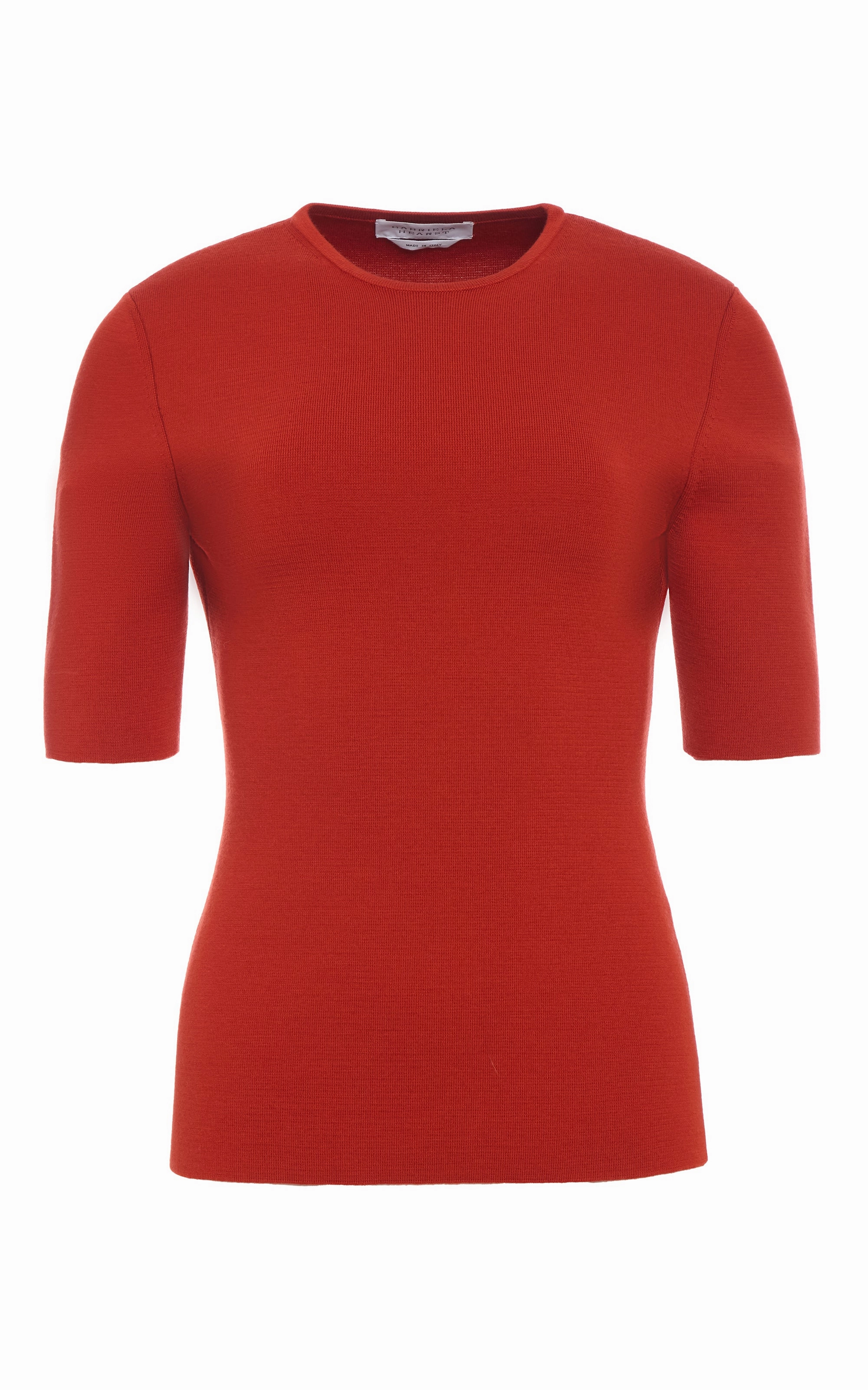 Andrius Knit Top in Antelope Orange Merino Wool Daily Comforted Simple Classic