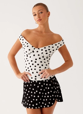 limit non standard Rylie Top - White Polka Dot