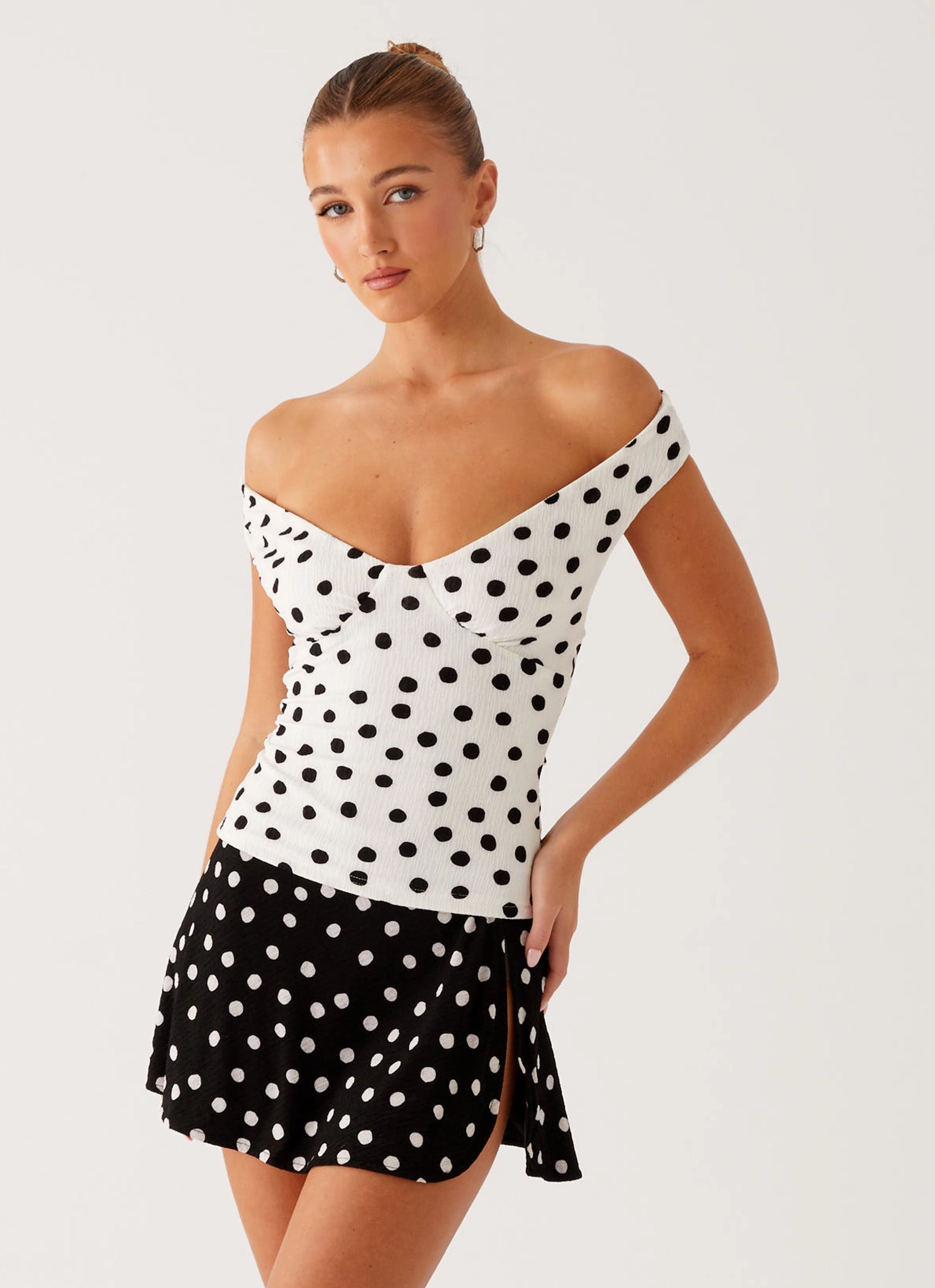 appropriate for seasons Rylie Top - White Polka Dot
