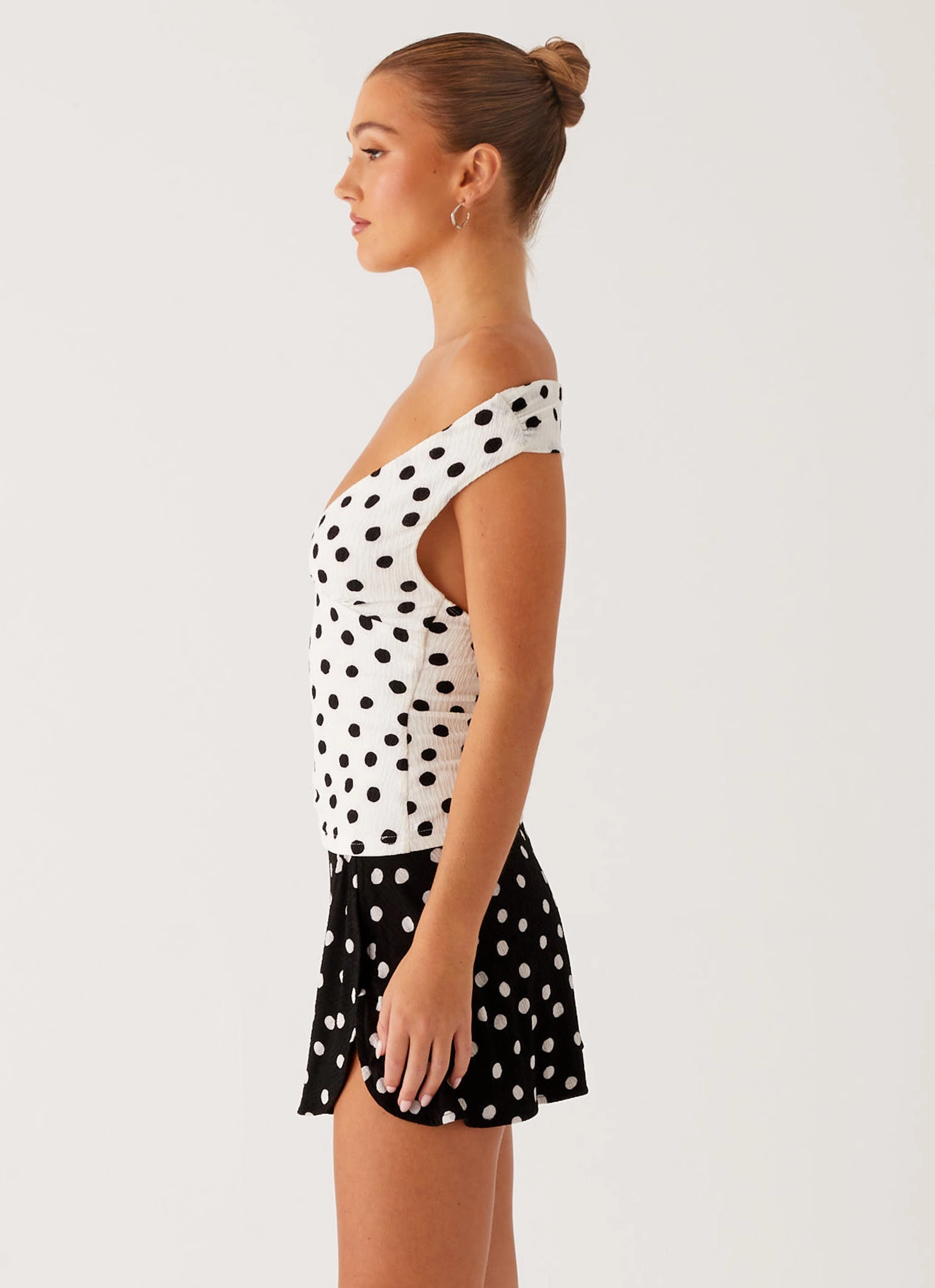 Rylie Top - White Polka Dot Important