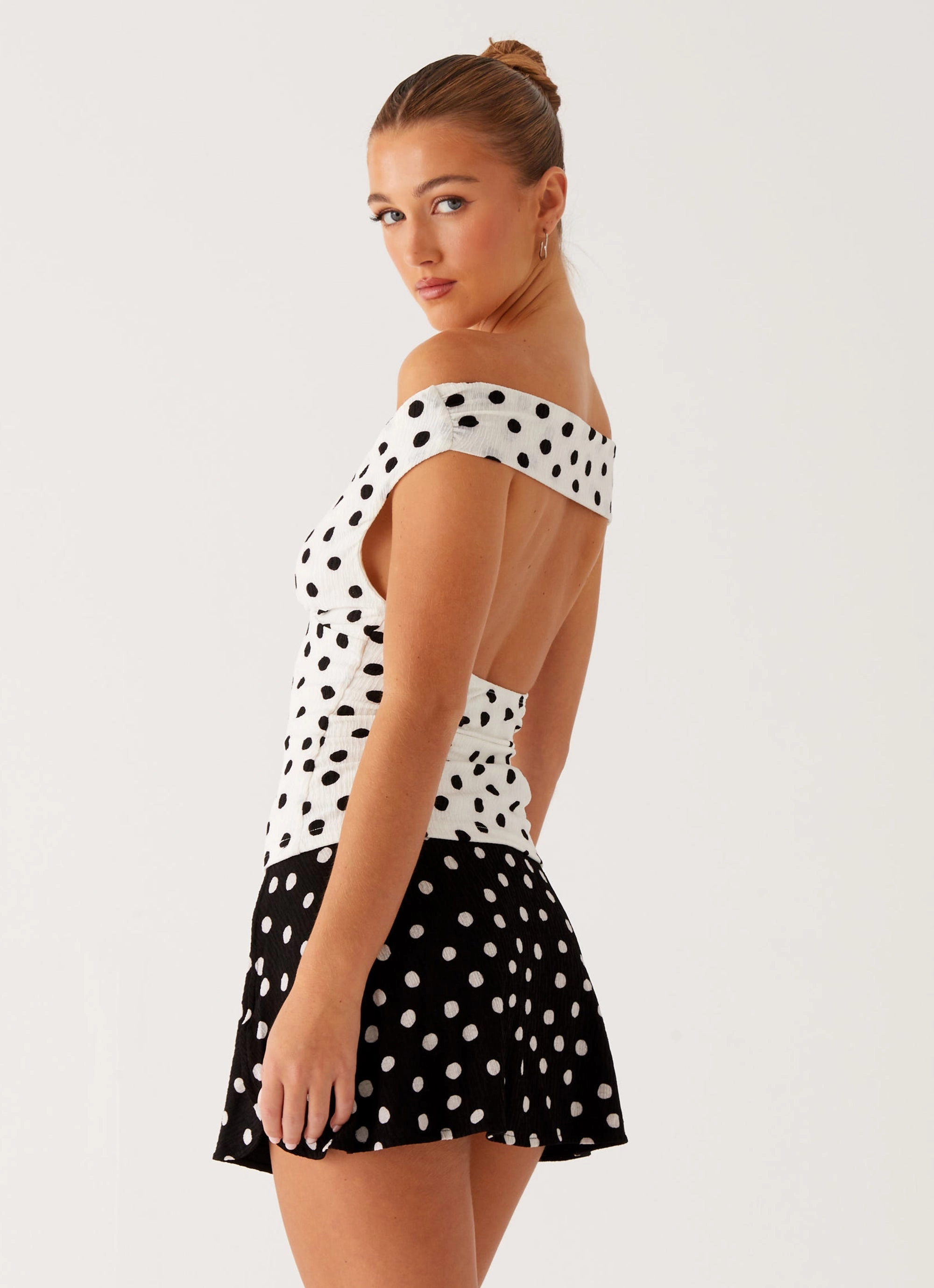 Rylie Top - White Polka Dot Non Irritating Tags Good
