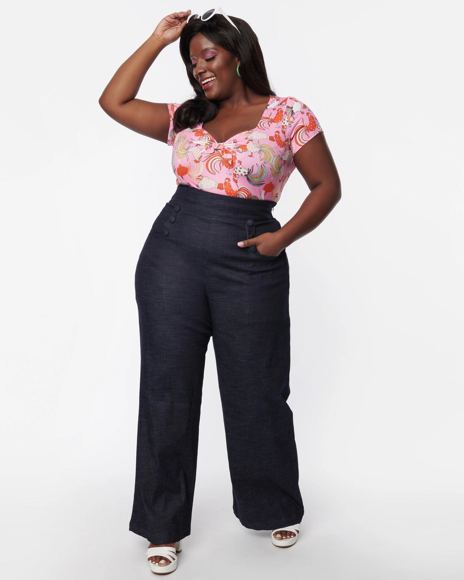 Unique Vintage Blue Denim High Waist Ginger Jeans | Blue Utility Style