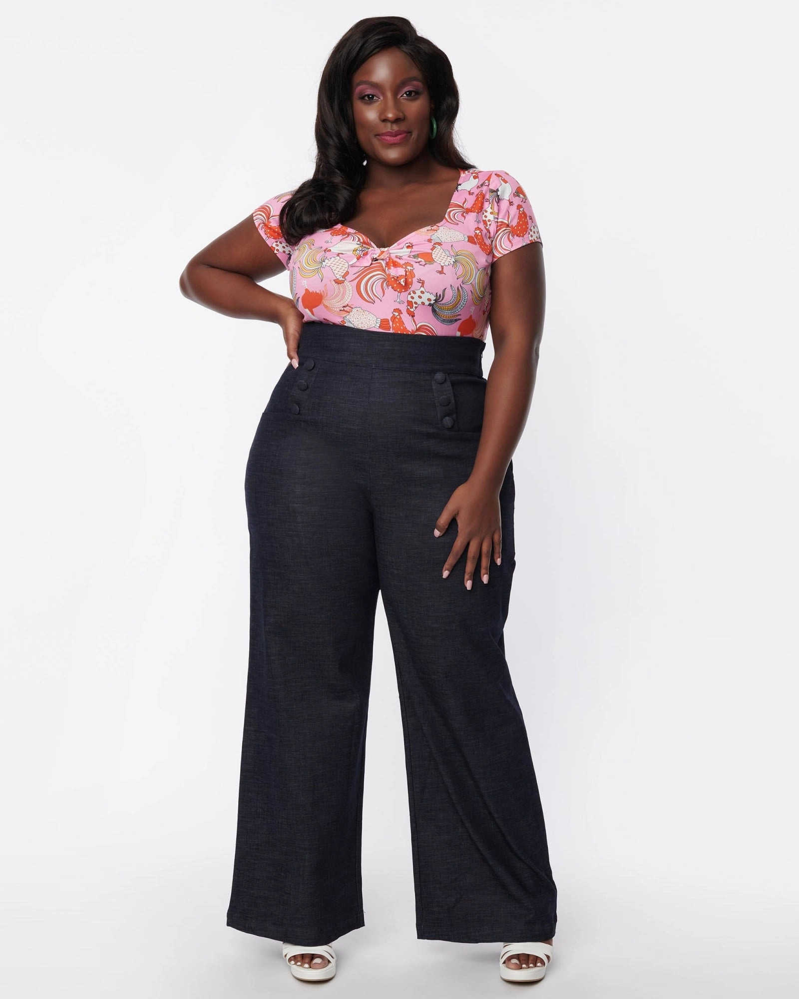 Unique Vintage Blue Denim High Waist Ginger Jeans | Blue Smart Casual Athlete Fit Premium Fit