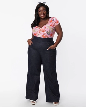 Unique Vintage Blue Denim High Waist Ginger Jeans | Blue Traveler Gear Bold Look