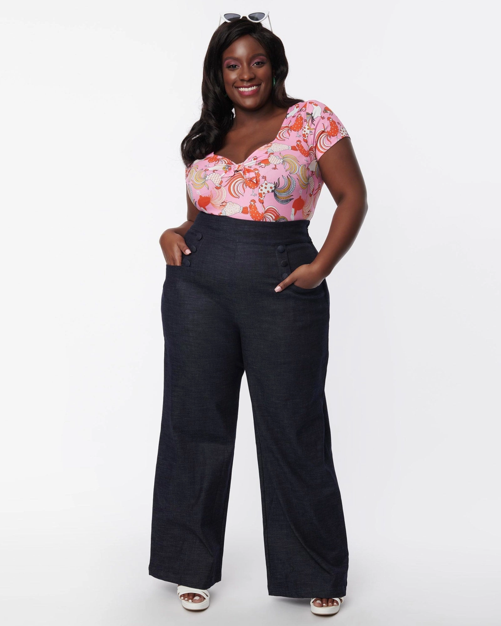 Unique Vintage Blue Denim High Waist Ginger Jeans | Blue Traveler Gear Bold Look