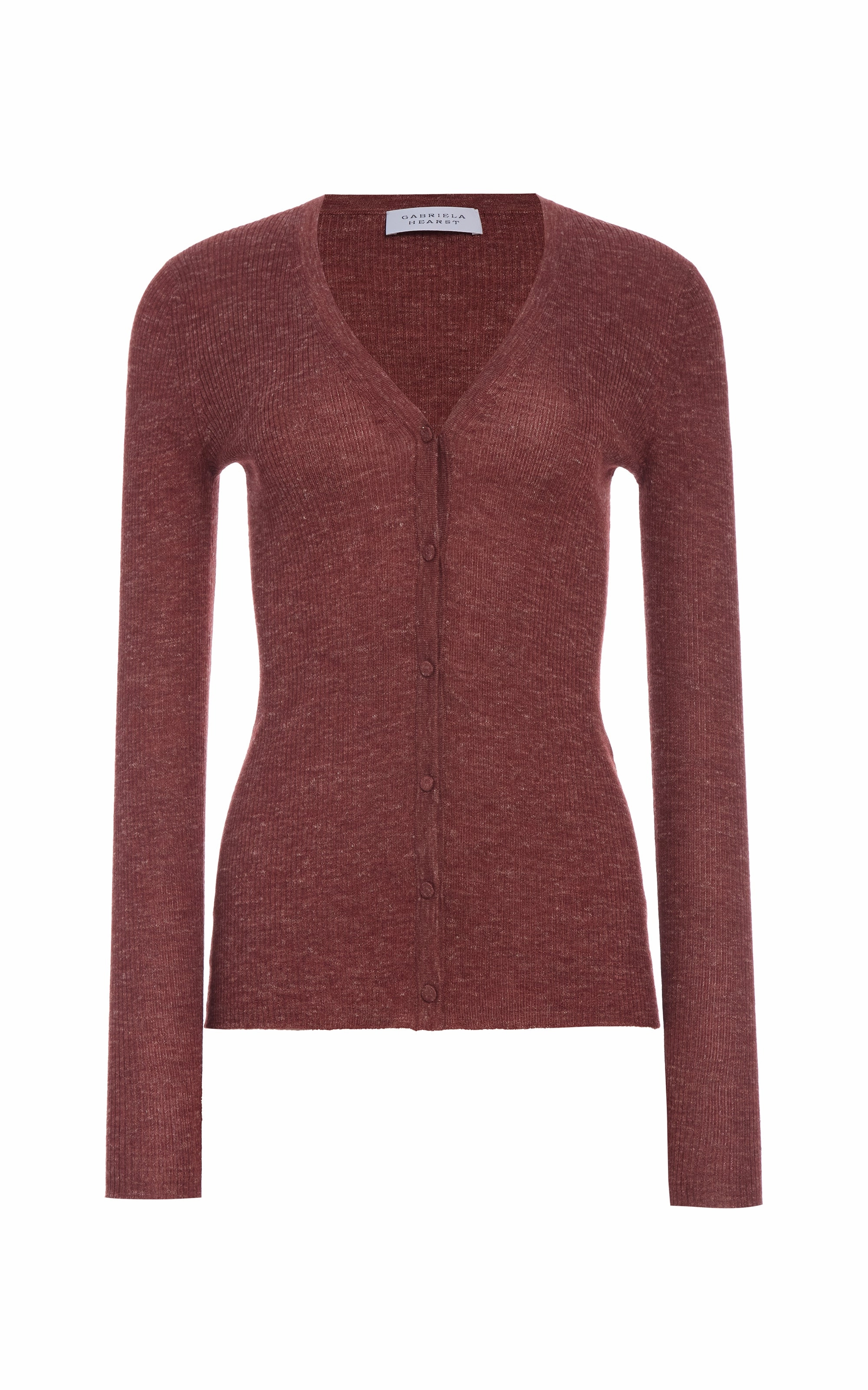 AntiPilling Treatment Hand Linked Seams Aiste Knit Cardigan in Burnt Sienna Cashmere Silk with Hemp