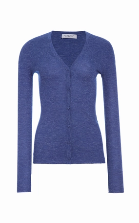 Soft Stretch Aiste Knit Cardigan in Cobalt Cashmere Silk with Hemp