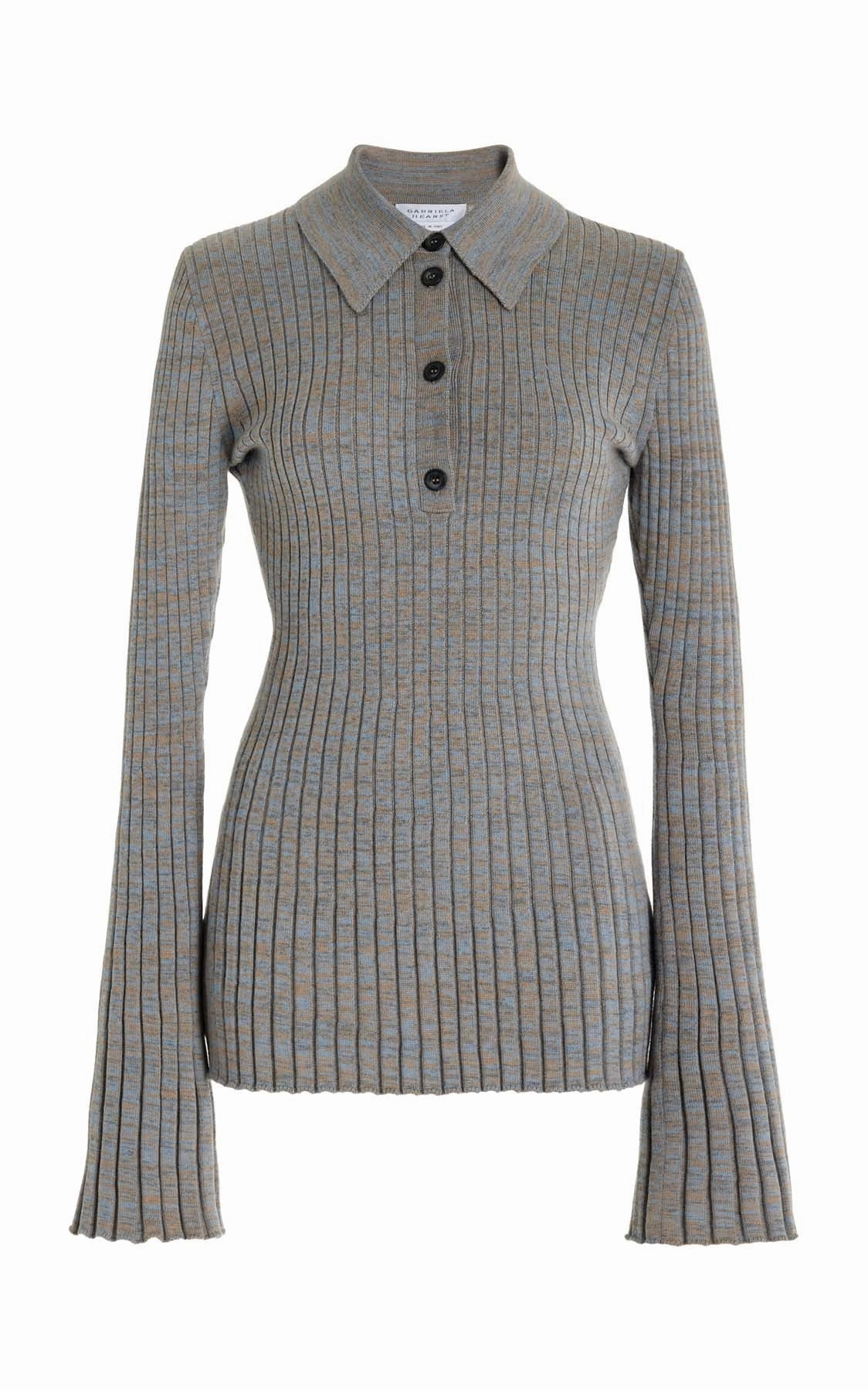 Alam Knit Polo in Light Blue Melange Cashmere Daily Ready