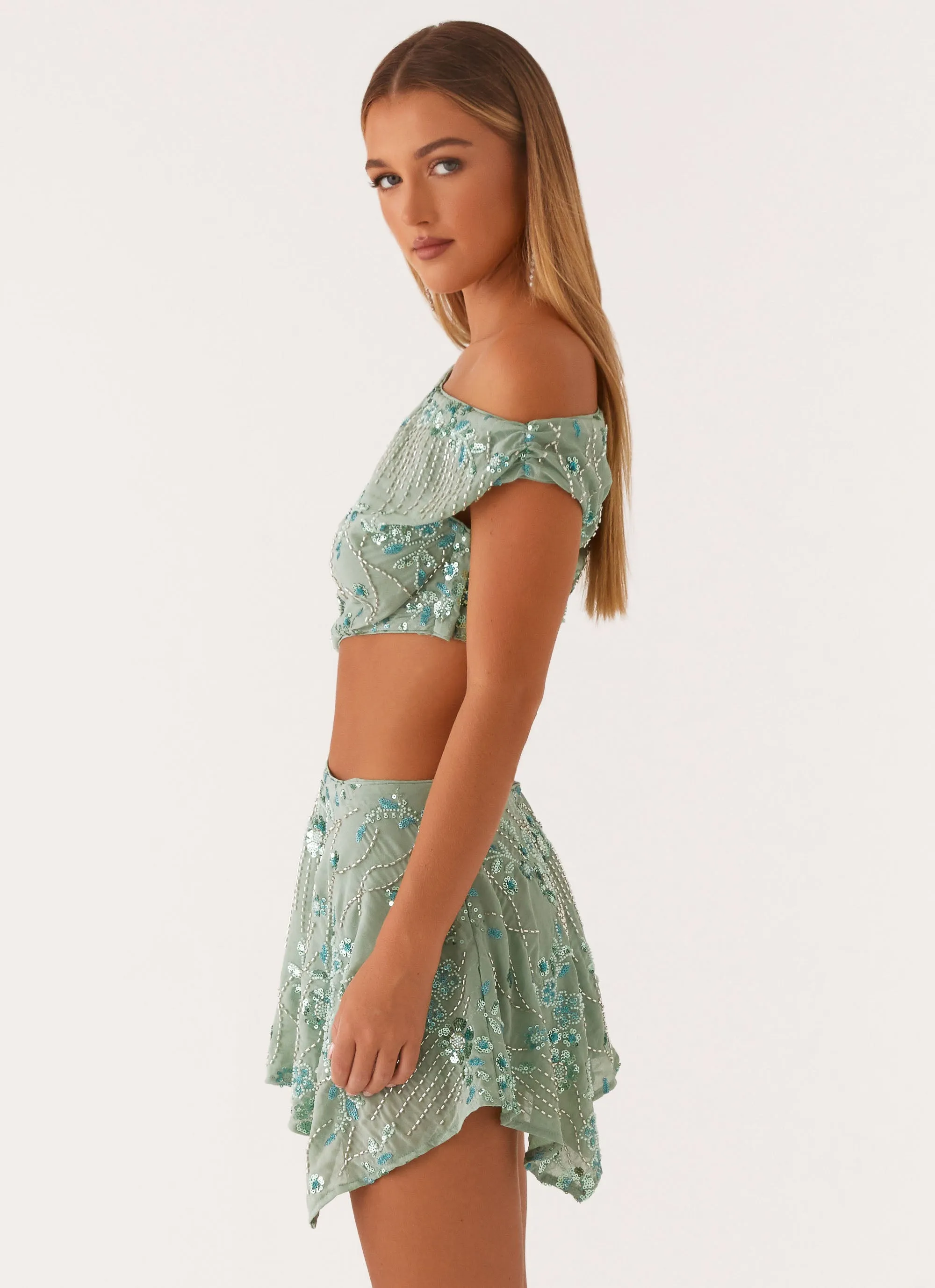 Aletta Sequin Mini Dress - Mint Comfortable Fashion Fall Piece