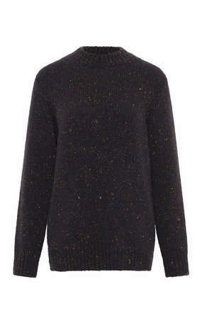 Alfie Knit Sweater in Charcoal Multi Speckle Cashmere Simple Look Seasonal Trend