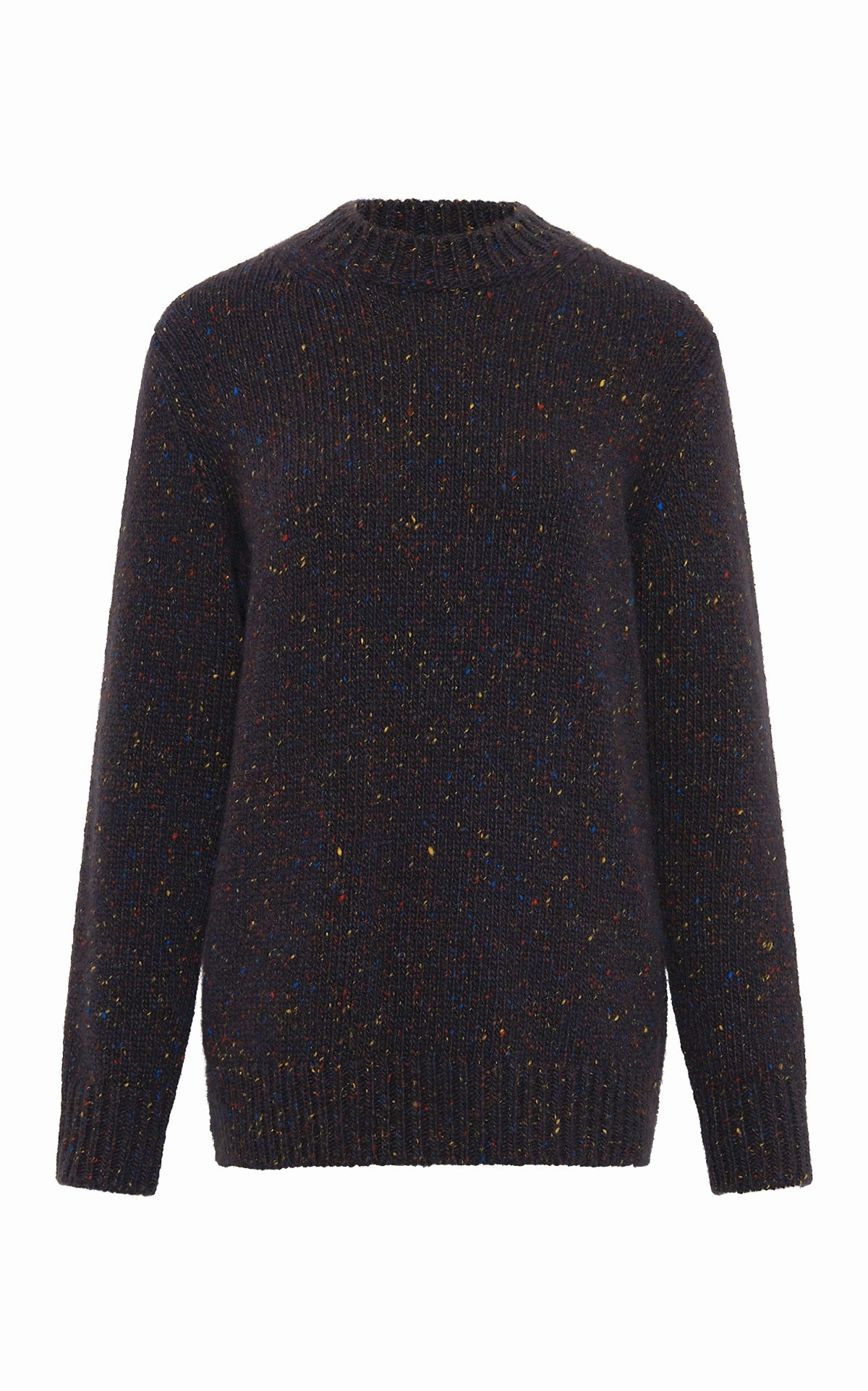 Relaxed Layer Alfie Knit Sweater in Charcoal Multi Speckle Cashmere