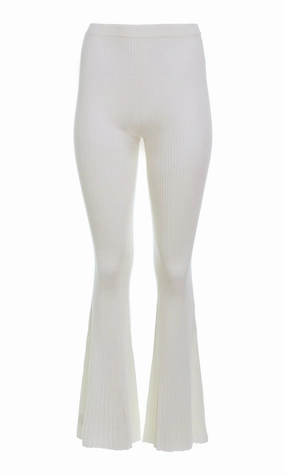 Oversized Fit Alicia Knit Pant in Ivory Merino Wool