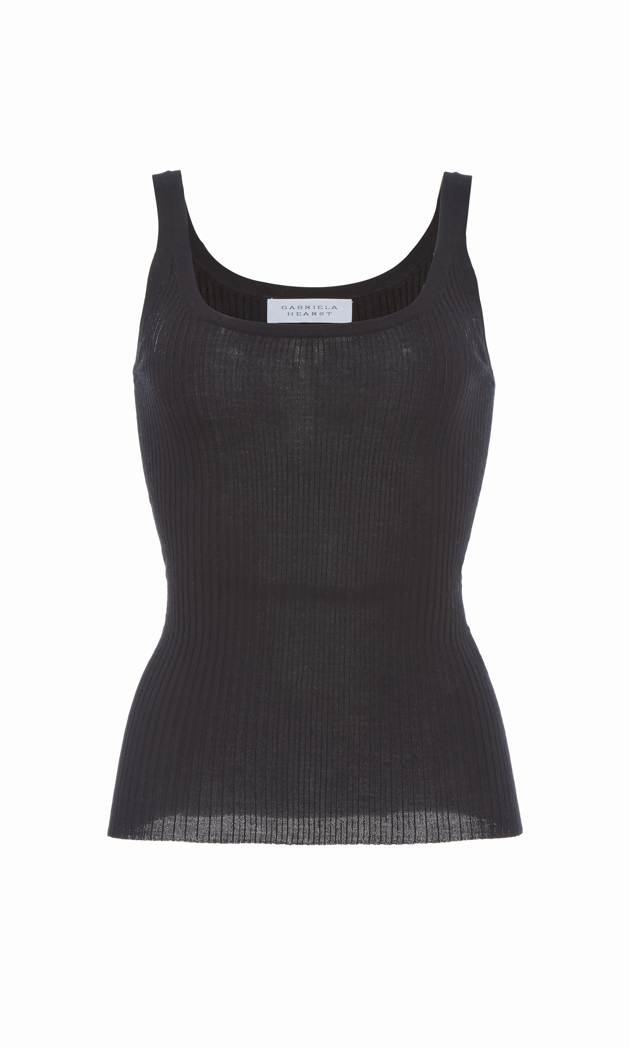 Alicia Knit Tank Top in Black Merino Wool Hypoallergenic Yarn Recycled Fiber Blend