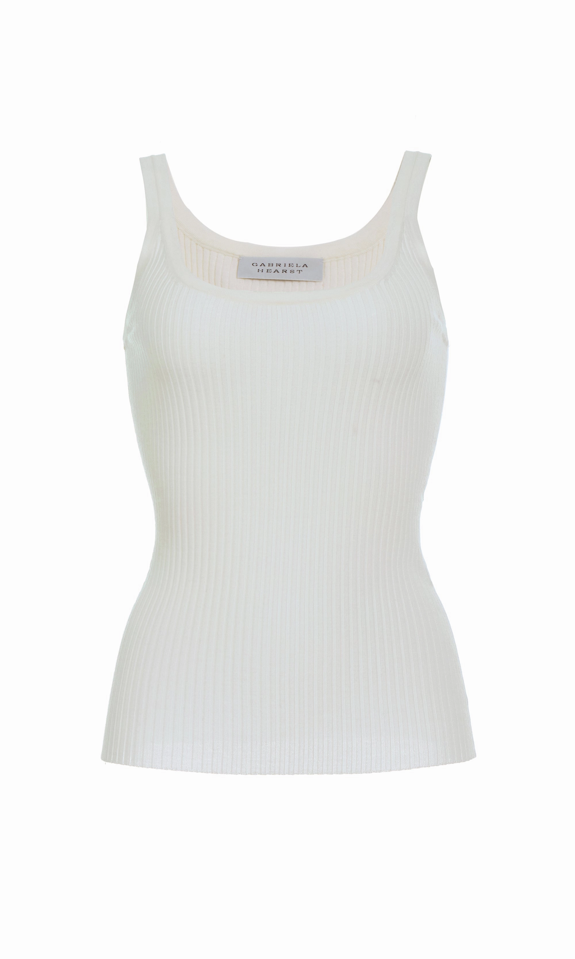 Alicia Knit Tank Top in Ivory Merino Wool Light Cover Effortless Look