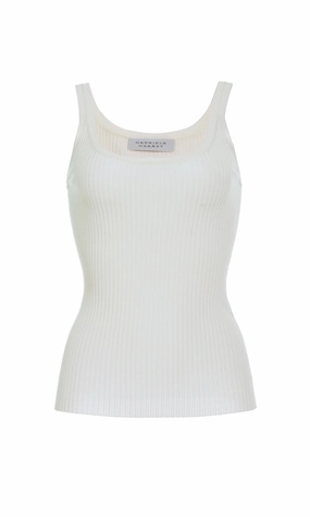 Alicia Knit Tank Top in Ivory Merino Wool Light Cover Effortless Look