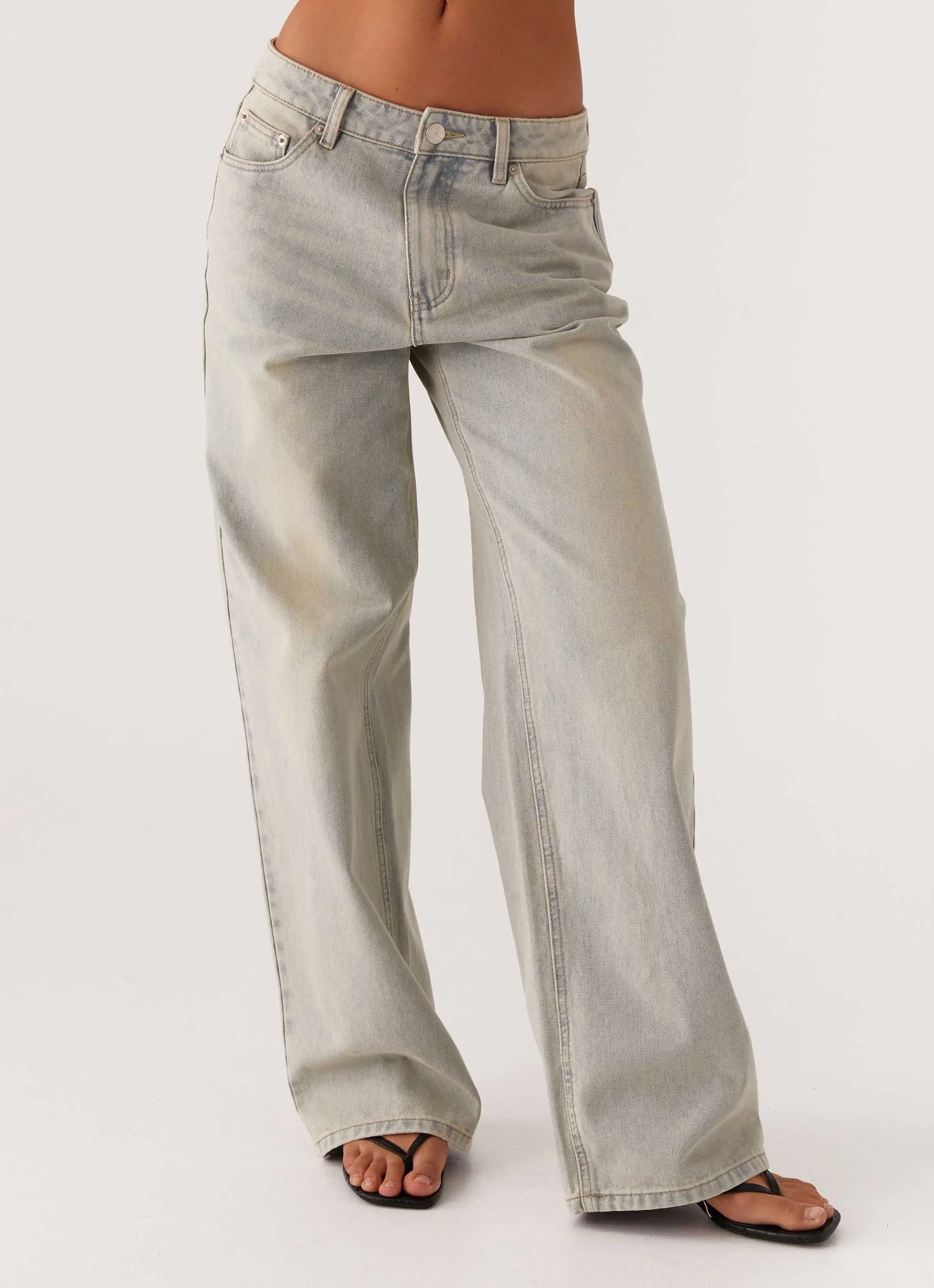 Keanna Low Rise Denim Jeans - Vintage Shopping Day Street Fashion Textured Daily Fashion