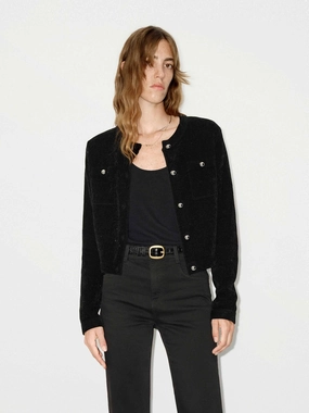 Button Closure Velvet Cardigan Gentle Tone Fresh Season