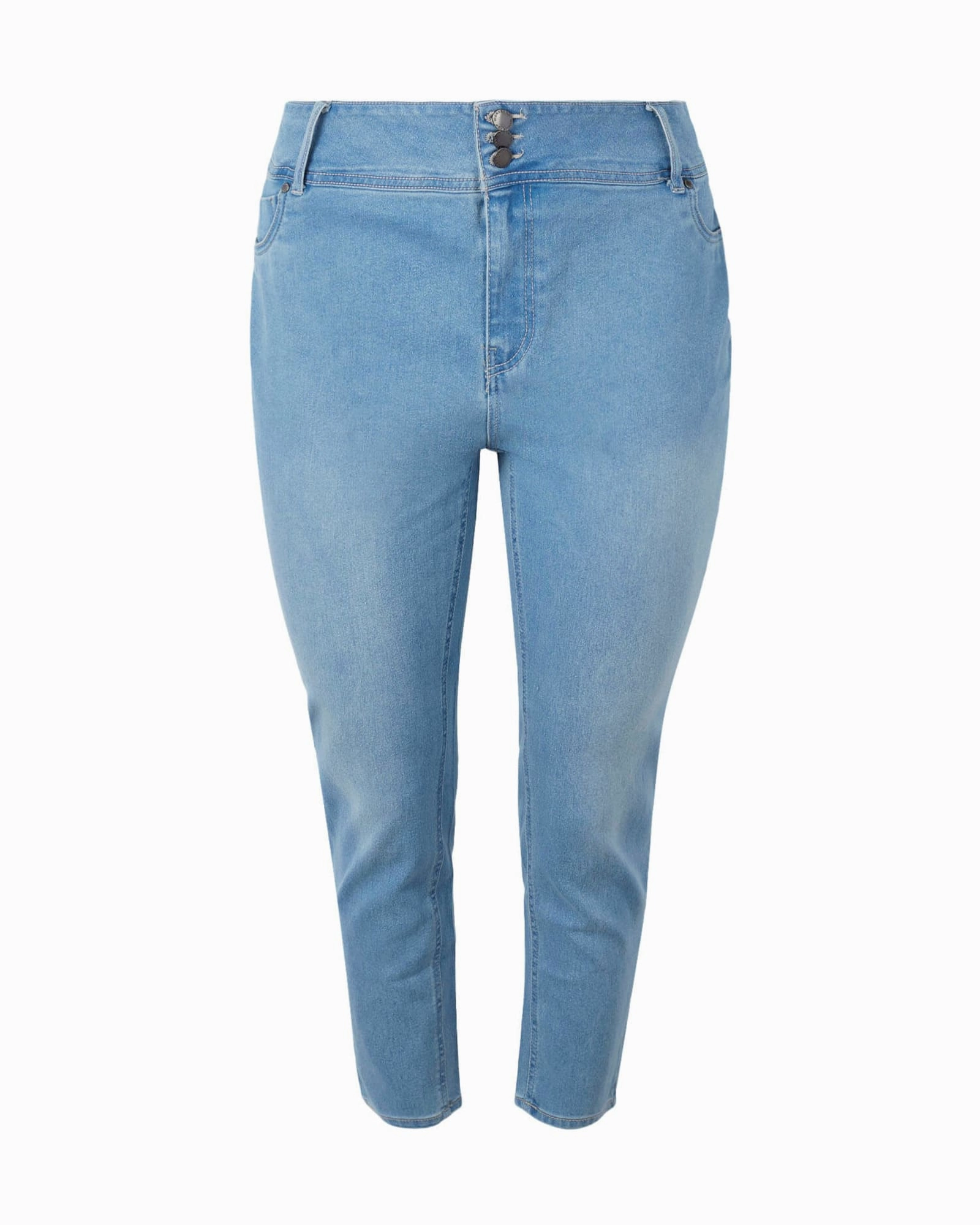 Smart Look Wendy Triple Button Skinny Jean | Light Wash With Sand Blasted