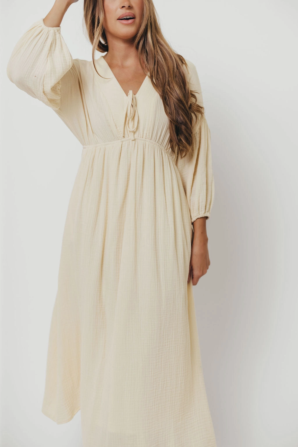 Hunter 100% Cotton Gauze Midi Dress in Butter - Bump Friendly Night Appeal Simple Flow