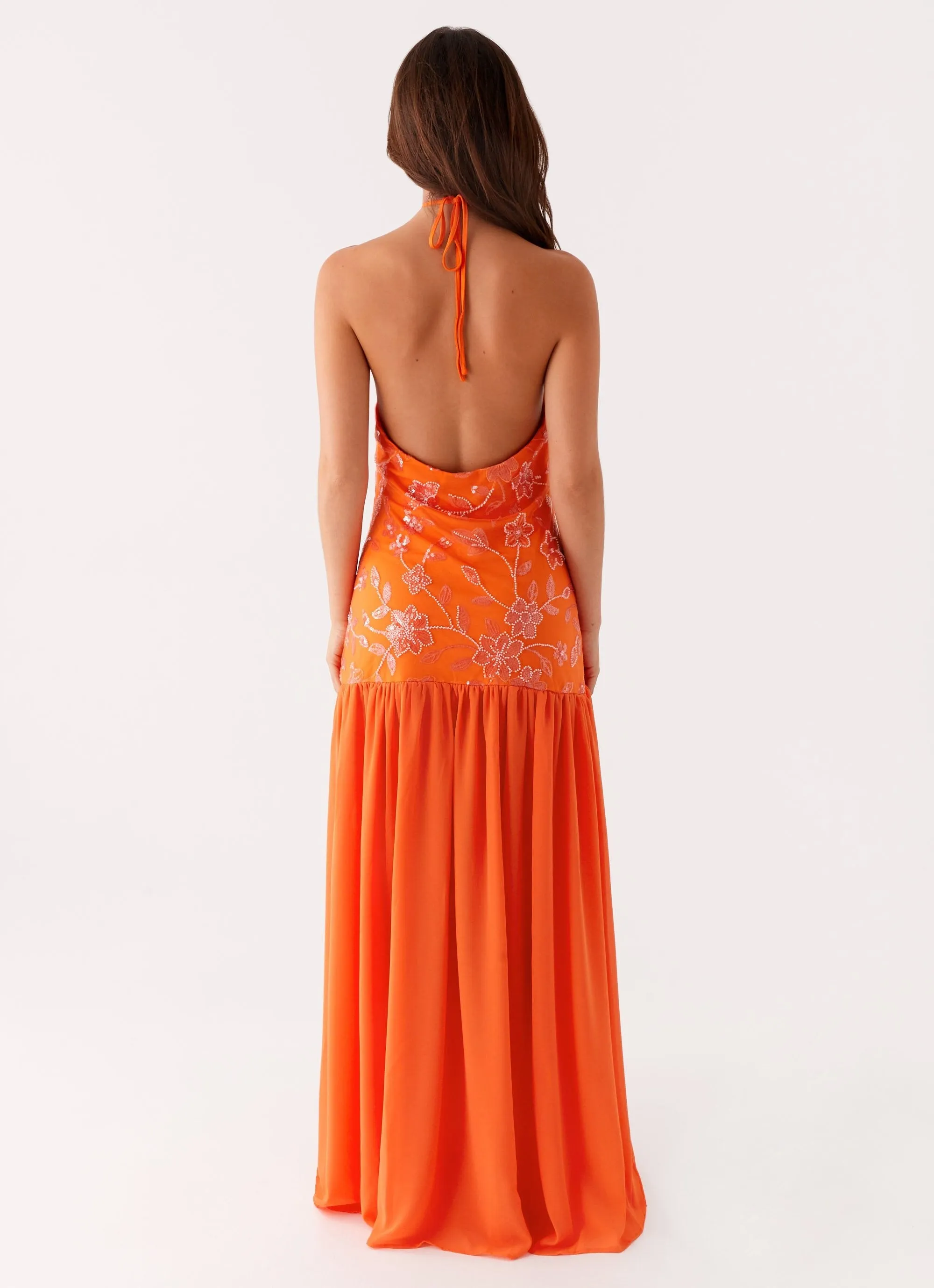 Lightweight-Structure Janelle Beaded Maxi Dress - Orange