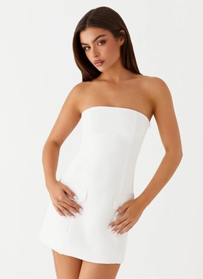 Effortless Elegance Allora Strapless Mini Dress - White