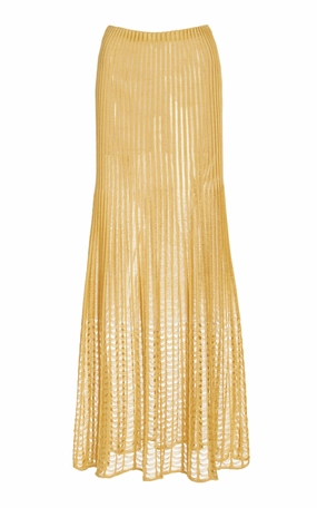 Work Day Althea Knit Maxi Skirt in Gold Shappe Silk