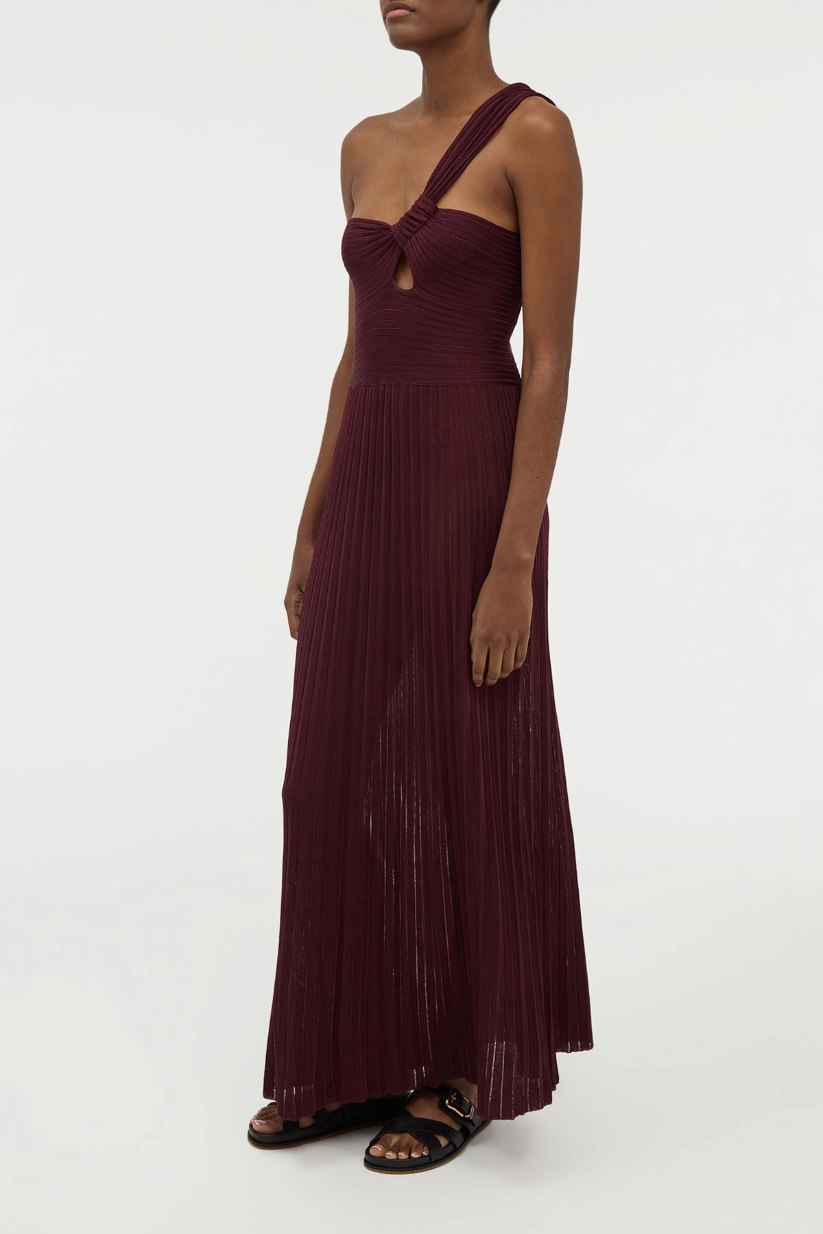 Altura Knit Maxi Dress in Bordeaux Silk Garment Dye Process