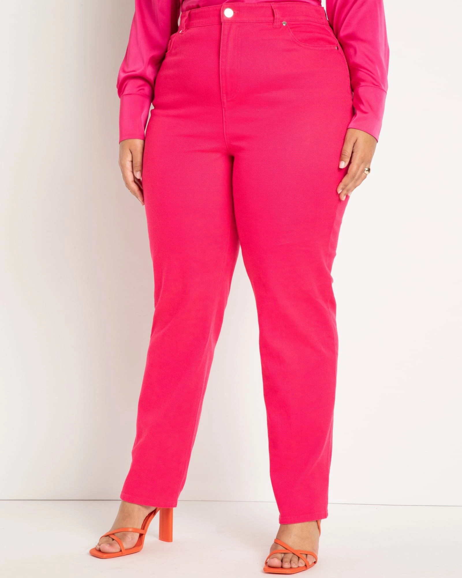 Straight Leg Jeans | Hot Pink Versatile Cut Motion Ease
