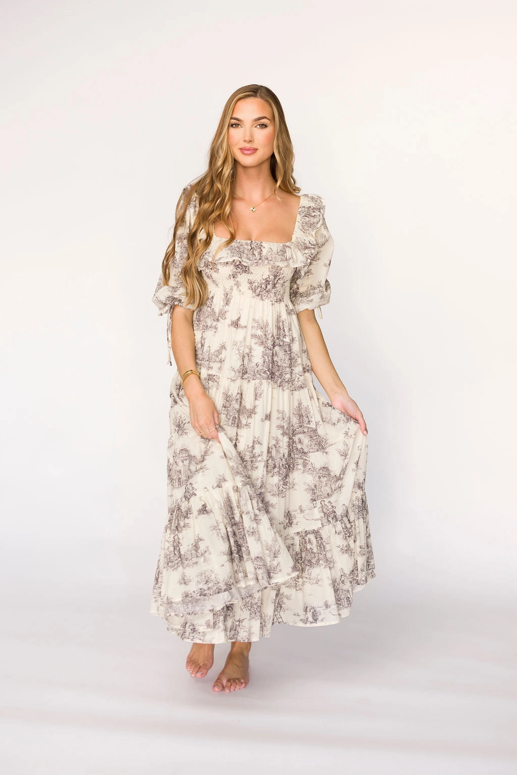 Versatile Cut Vacation Vibe Amali Dress in Ivory - 100% Cotton & Bump Friendly