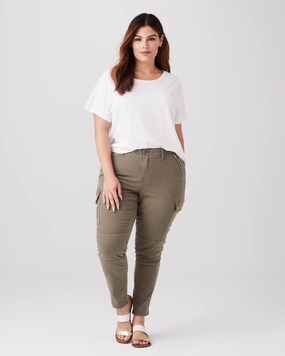 Travel Ready Amber Skinny Cargo Jeans | Olive Green