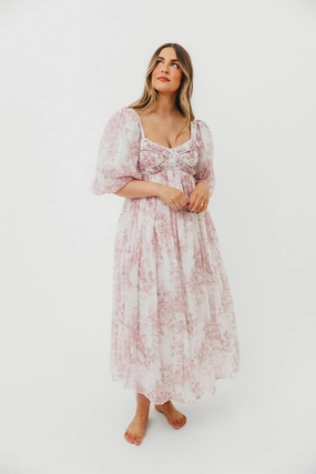 Harlow Midi Dress in Light Pink Floral - Bump Friendly & Inclusive Sizing (S-3XL) Daywear Mood